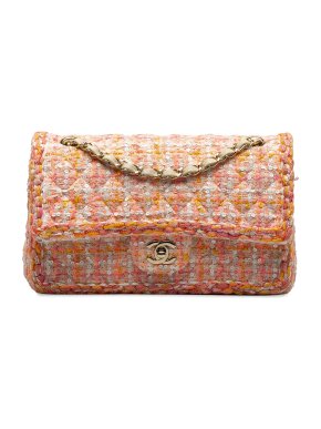 Chanel Pink Sequin Tweed Medium Classic Flap Bag