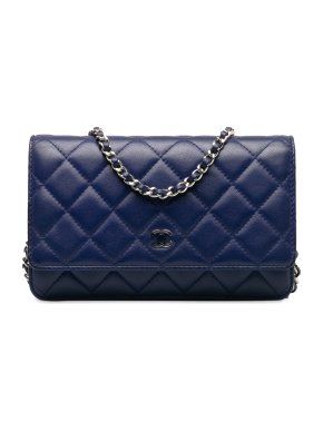 Chanel Blue  Classic Lambskin Wallet on Chain