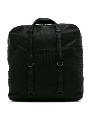 Bottega Veneta Black Leather Intrecciato Travel Bag