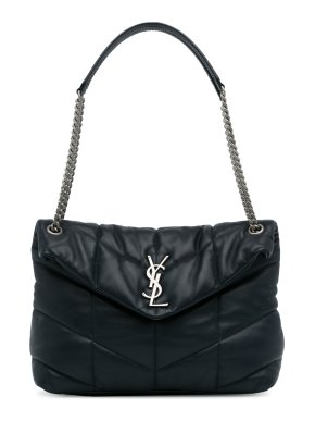 Saint Laurent Navy Blue Medium LouLou Puffer Shoulder Bag