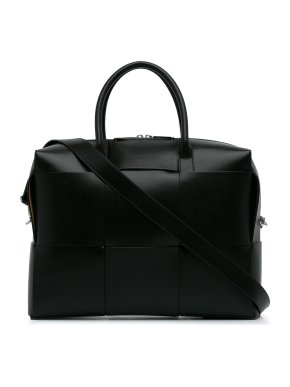 Bottega Veneta Black Leather Maxi Intrecciato Arco Briefcase