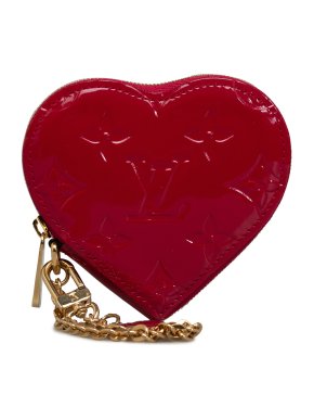 Louis Vuitton Red Leather Monogram Vernis Heart Coin Purse