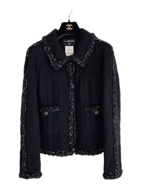 Chanel Timeless Black Tweed Jacket with CC Buttons
