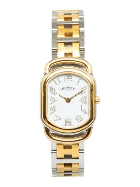 Hermes Vintage 18kt Yellow Gold & Stainless Steel Rallye Watch