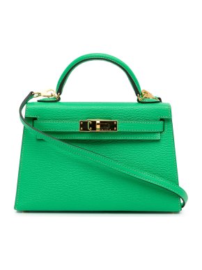 Hermes Green Chevre Leather Mysore Mini Kelly