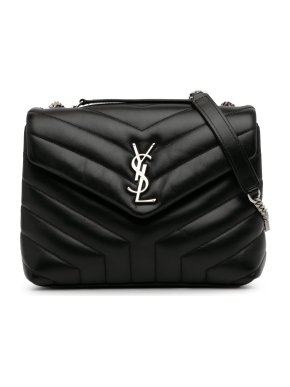 Saint Laurent Black Leather Small Loulou Shoulder Bag