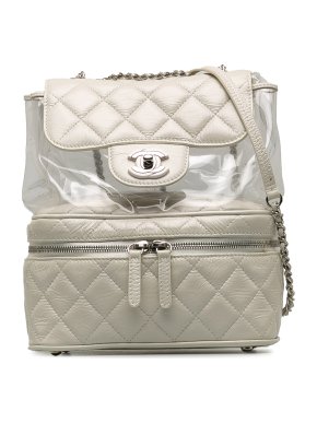 Quilted Whiter Leather Aquarium Backpack 1