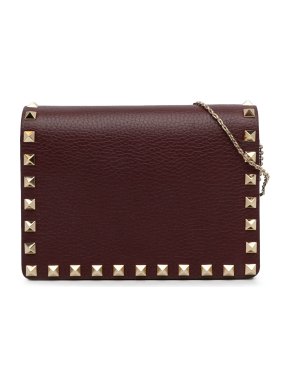 Valentino Burgundy Rockstud Flap Crossbody