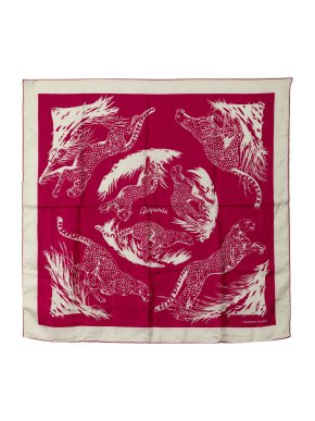 Hermes Hemres Pink  'Guepards'Silk Scarf
