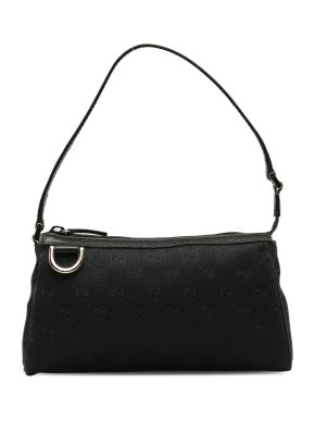 Gucci Black GG Canvas Abbey D-Ring Baguette Bag