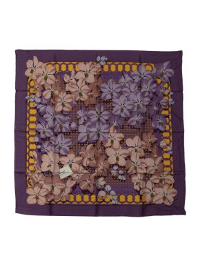 Hermes Purple 'Souvenirs d'Asie' Silk Scarf