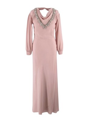 Miu Miu Blush Pink Crystal Embellished Silk Gown