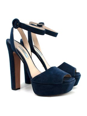 Prada Navy Suede Platform Heels