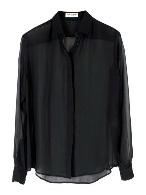 Saint Laurent Black Sheer Silk Shirt