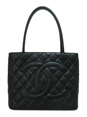 Chanel Black Caviar Leather Medallion Tote Bag