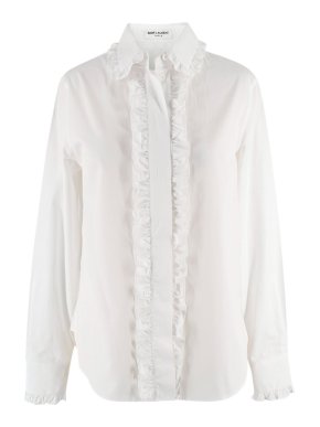 Saint Laurent White Ruffled Poplin Shirt