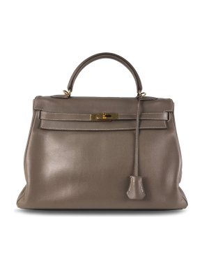 Hermes Kelly 35 Retourne  in Etoupe Swift Leather with Gold Hardware