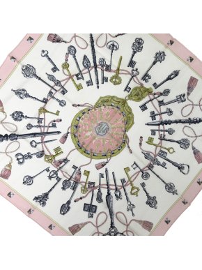 Hermes Pink 'Les Cles' Silk Scarf