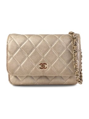 Chanel Champagne Gold Mini Lambskin CC Wallet On Chain
