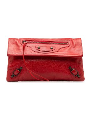 Balenciaga Red Motocross Giant 12 Envelope Leather Clutch Bag