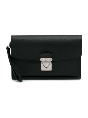 Louis Vuitton Black Grained Leather Taiga Belaia Clutch Bag