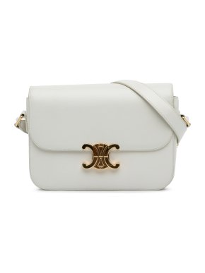 Celine White Classic Triomphe Crossbody Bag