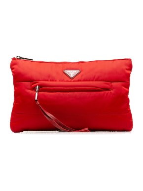 Prada Red Tessuto Bomber Padded Clutch Bag