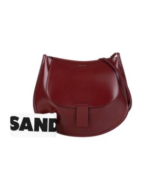 Jil Sander Dark Red Leather Crescent Crossbody Bag
