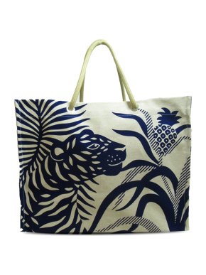 Hermes Blue and White 'Teagle a Lananas' Tote Bag