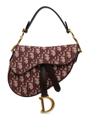 Dior Burgundy Mini Oblique Saddle Bag
