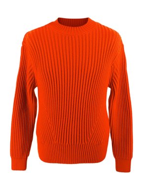 Ami Red Ribbed Wool Crew Neck Jumper