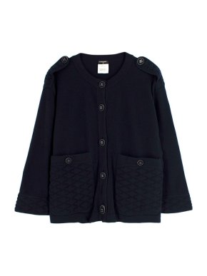 Chanel Navy 3/4 Bell Sleeve Cashmere Cardigan
