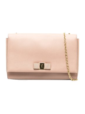 Salvatore Ferragamo Pink Vara Bow Chain Crossbody Bag