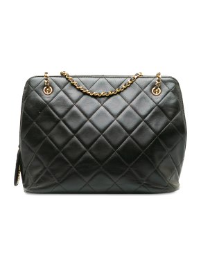 Chanel Vintage Black Matelasse Lambskin Leather Shoulder Bag