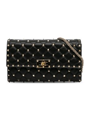 Valentino Black Rockstud Spike Wallet On Chain