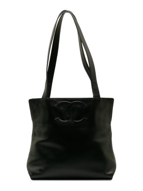 Chanel Black Lambskin Leather CC Tote Bag