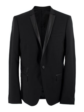 The Kooples Black Blazer with Leather Lapels