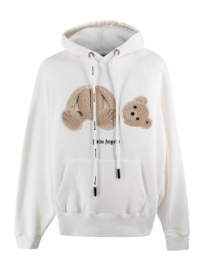 Palm Angels White Teddy Hoodie
