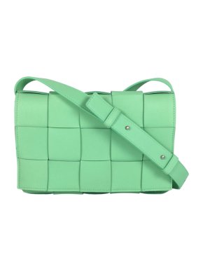Bottega Veneta Green Leather Intrecciato Cassette Bag