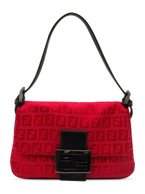 Fendi Red Mini Zucchino Canvas Mamma Shoulder Bag
