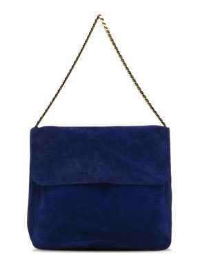 Celine Blue Suede Gourmette Chain Shoulder Bag