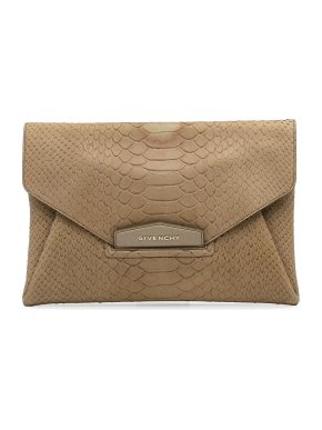 Givenchy Beige Python Medium Antigona Envelope Clutch Bag