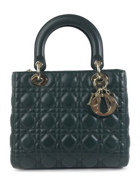 Dior Forrest Green Medium Lambskin Cannage Lady Dior