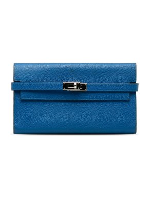 Hermes Blue Epsom Kelly Classic Wallet