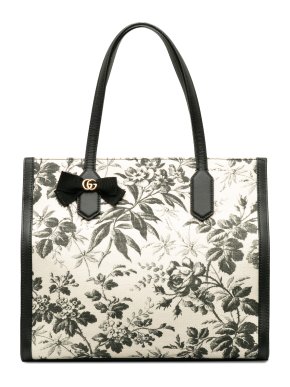 Gucci Black and Cream GG Ribbon Herbarium Tote