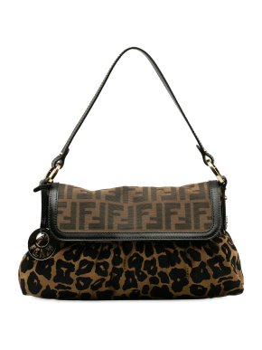 Fendi Zucca Chef Leopard Shoulder Bag