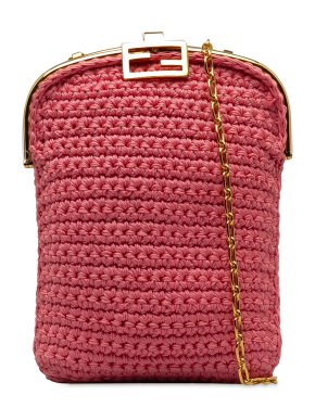 Fendi Pink Crochet Baguette Phone Bag