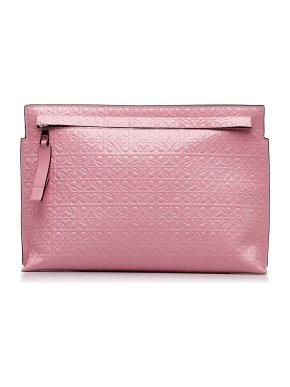 Loewe Pink Embossed Anagram Repeat T Clutch