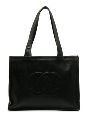 Chanel Black Caviar Leather CC Tote Bag