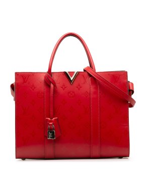 Louis Vuitton Red Monogram Cuir Plume Very Tote MM